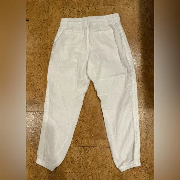 Athleta Cabo Linen Joggers Women's 8 White Chambray Pants 100% Linen Airy Beach - Picture 10 of 16